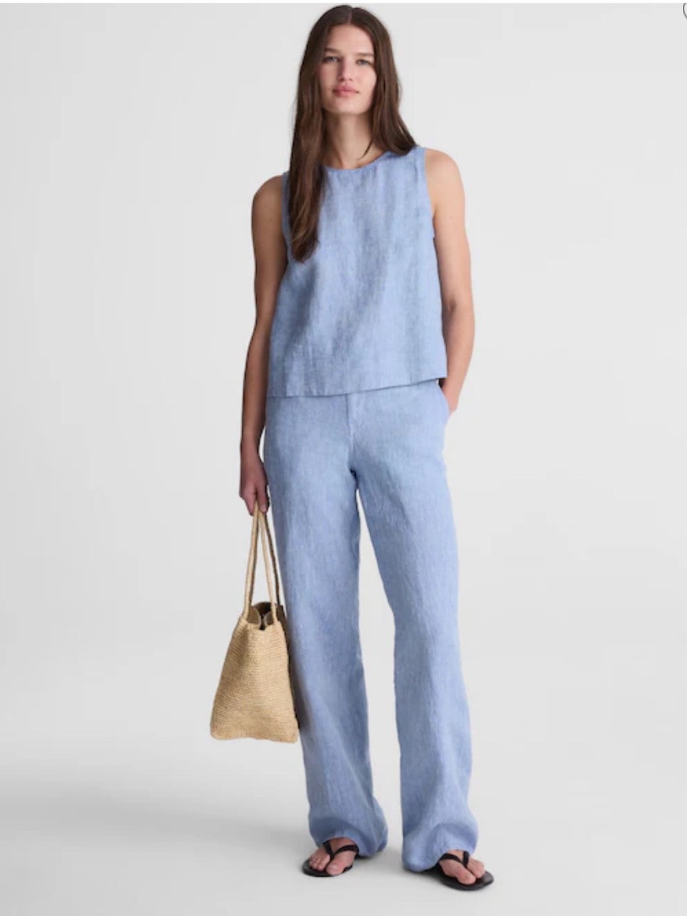 Madewell Shell Top in 100% Linen - Sunfaded Blue